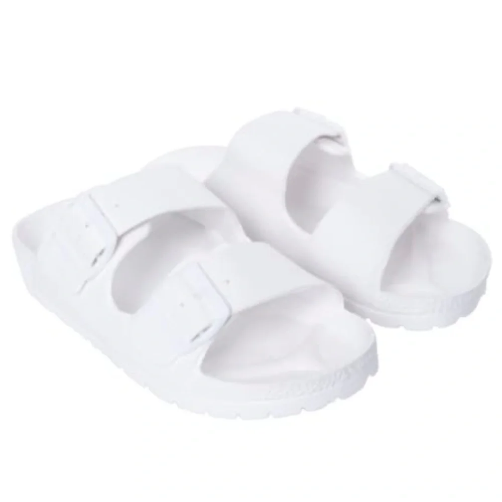 Double buckle lightweight sandal slides white size 7 NWT - Picture 2 of 3